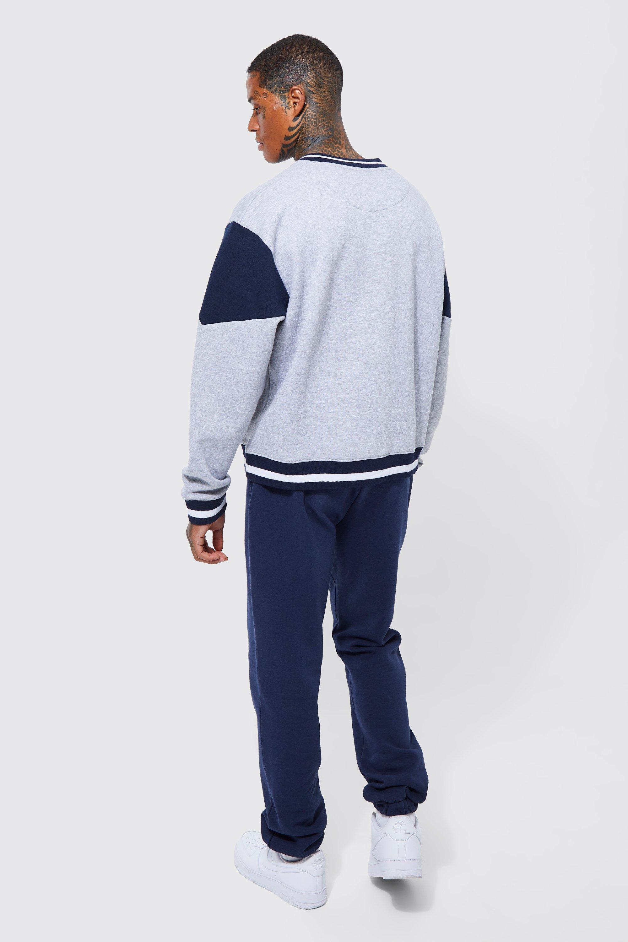 海外ブランド通販 公式サイト Varsity V-neck Boxy Oversized Sweatshirt boohoo | メンズウェア